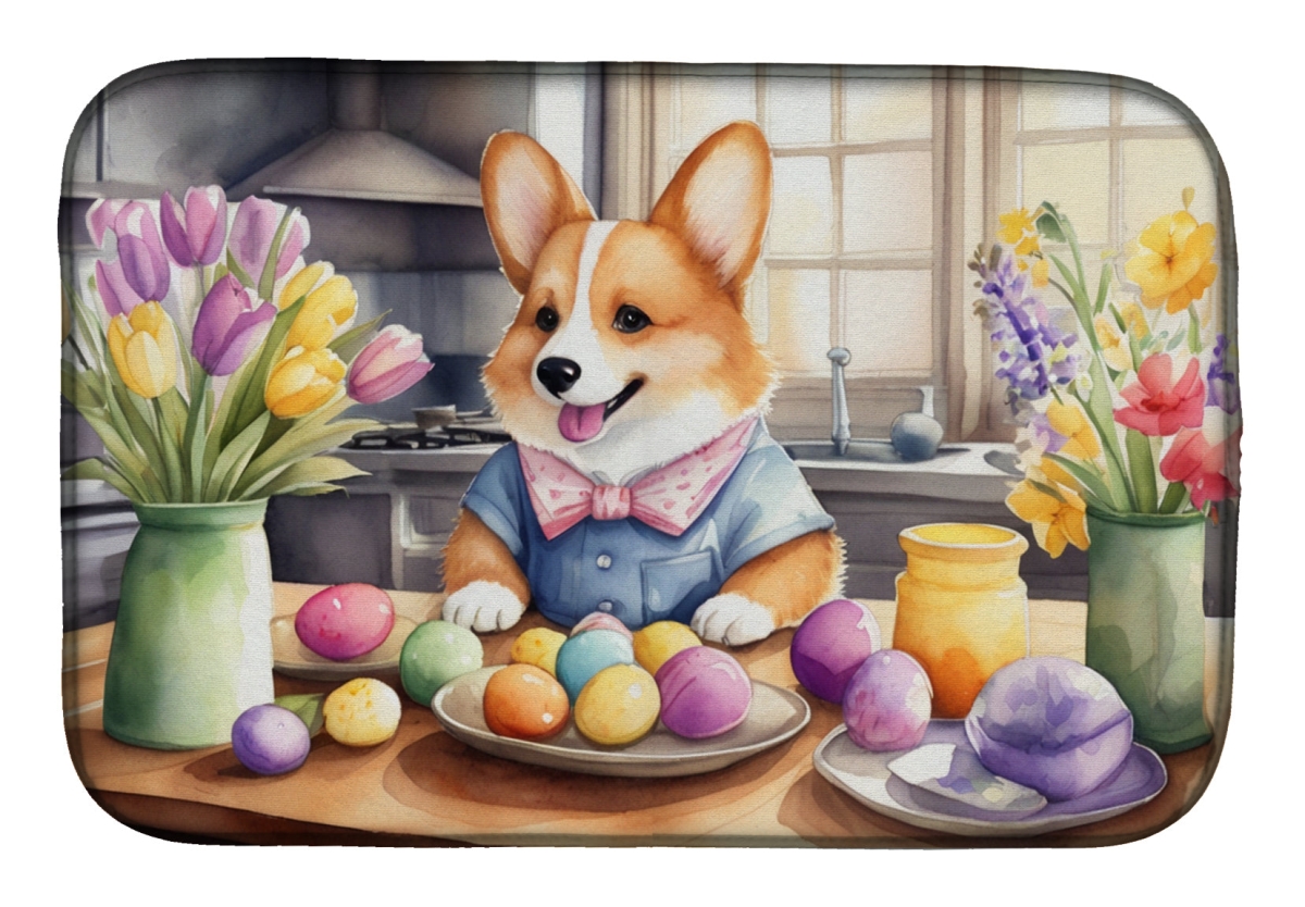 Picture of Carolines Treasures DAC6796DDM 21 x 14 in. Decorating Easter Corgi Dish Drying Mat