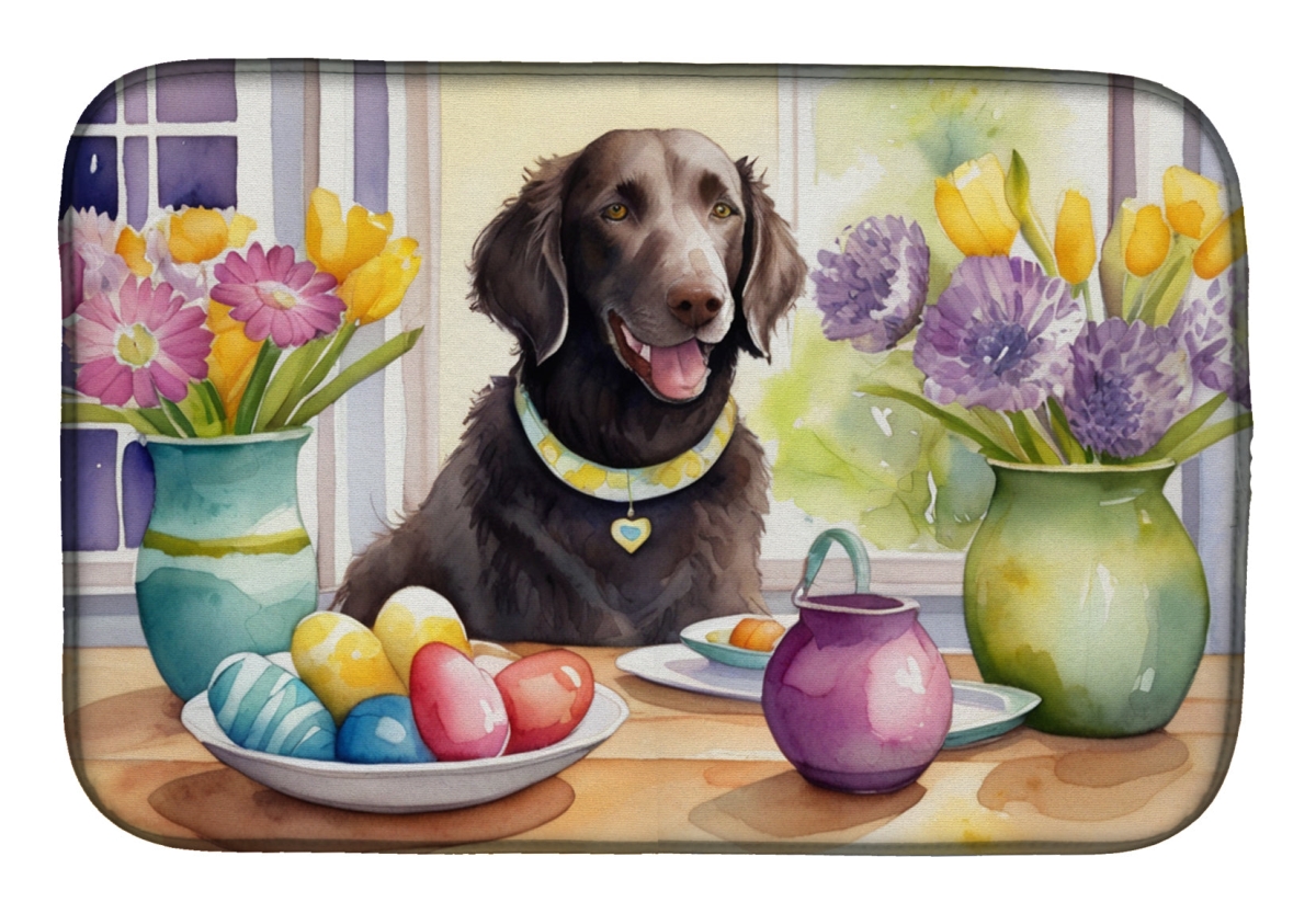 Picture of Carolines Treasures DAC6798DDM 21 x 14 in. Decorating Easter Curly-Coated Retriever Dish Drying Mat