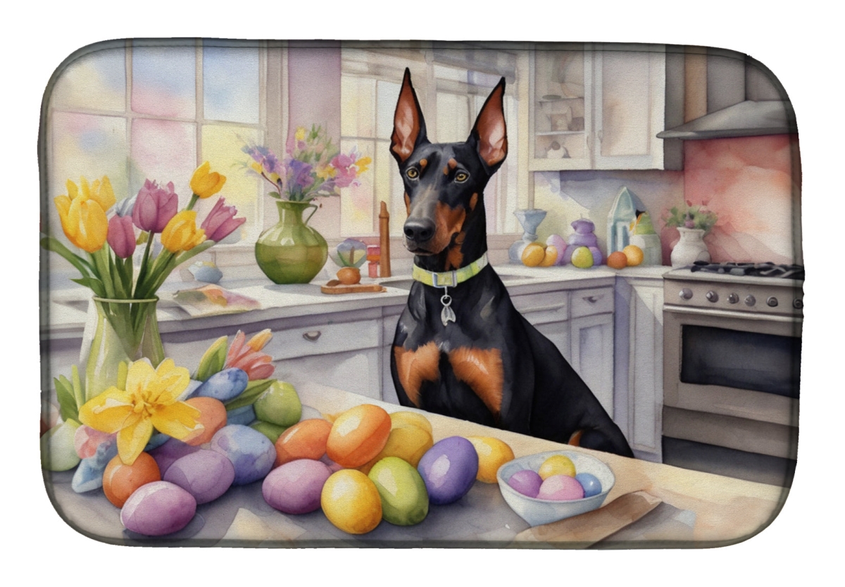 Picture of Carolines Treasures DAC6802DDM 21 x 14 in. Decorating Easter Doberman Pinscher Dish Drying Mat