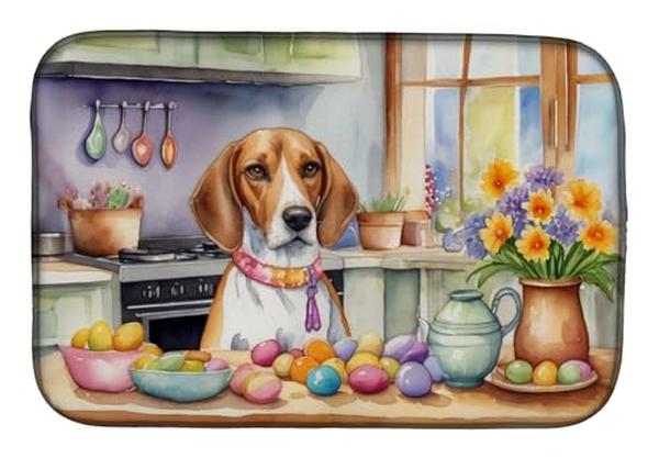 Picture of Carolines Treasures DAC6808DDM 21 x 14 in. Decorating Easter English Foxhound Dish Drying Mat