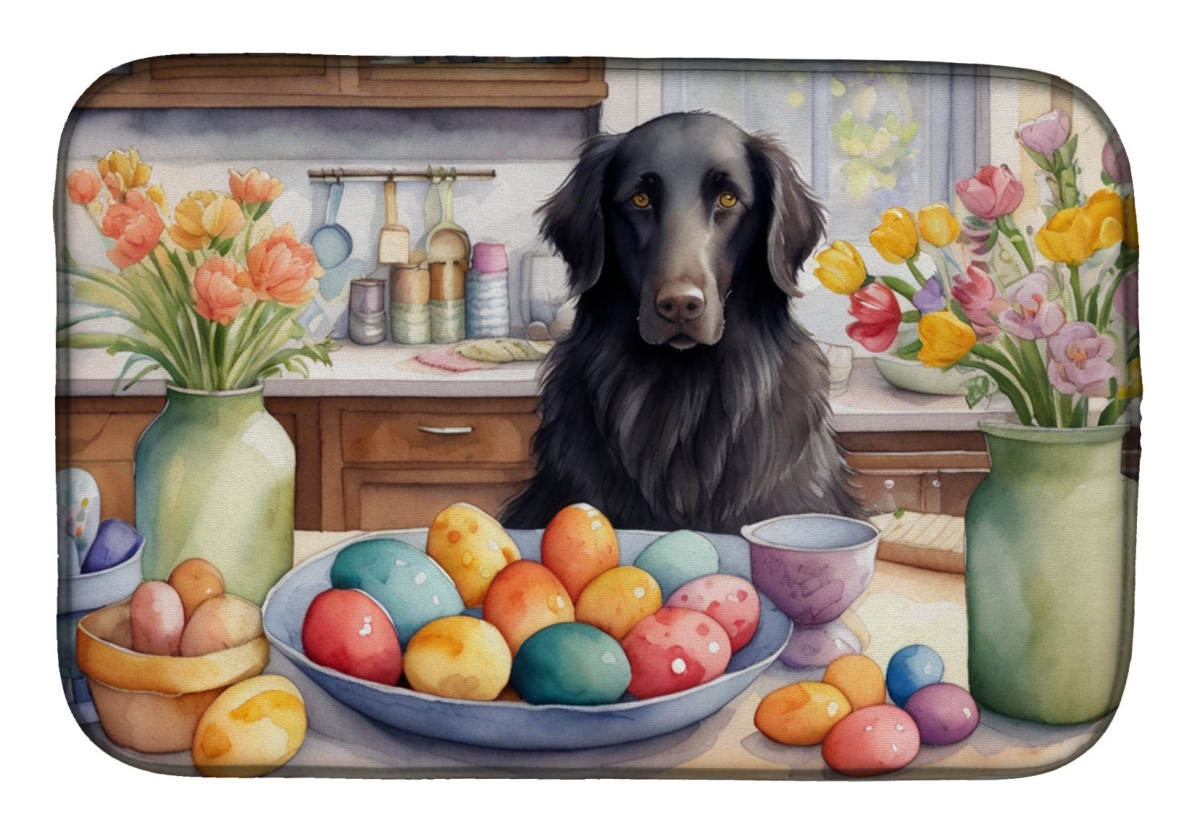 Picture of Carolines Treasures DAC6812DDM 21 x 14 in. Decorating Easter Flat-Coated Retriever Dish Drying Mat
