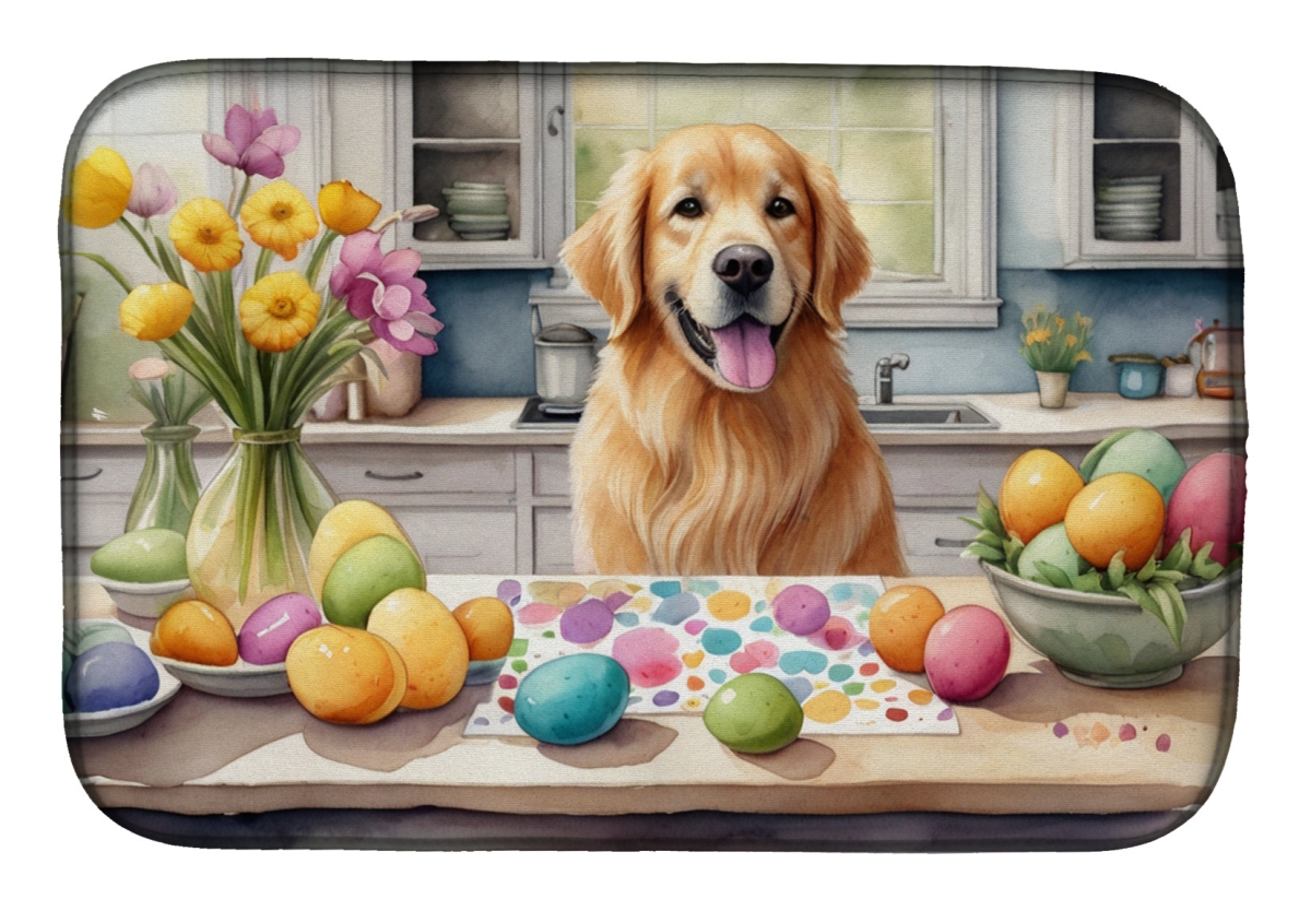 Picture of Carolines Treasures DAC6822DDM 21 x 14 in. Decorating Easter Golden Retriever Dish Drying Mat