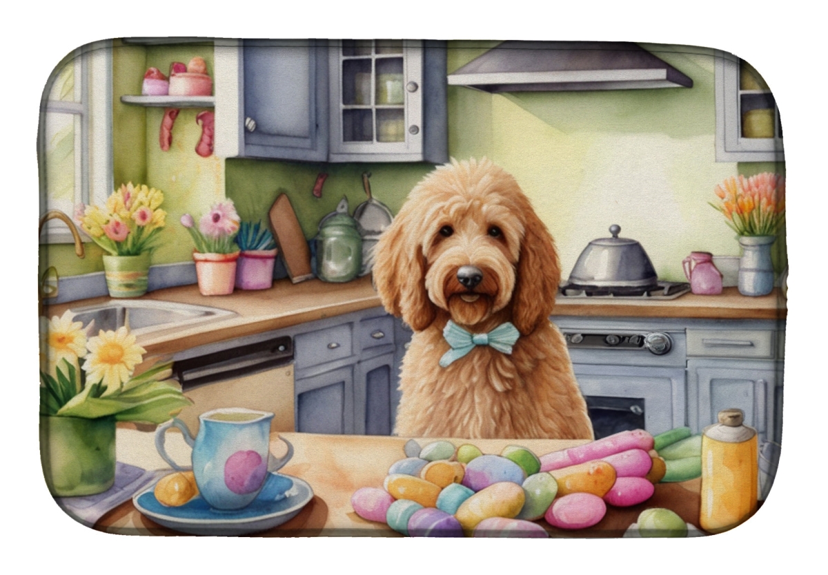 Picture of Carolines Treasures DAC6823DDM 21 x 14 in. Decorating Easter Goldendoodle Dish Drying Mat