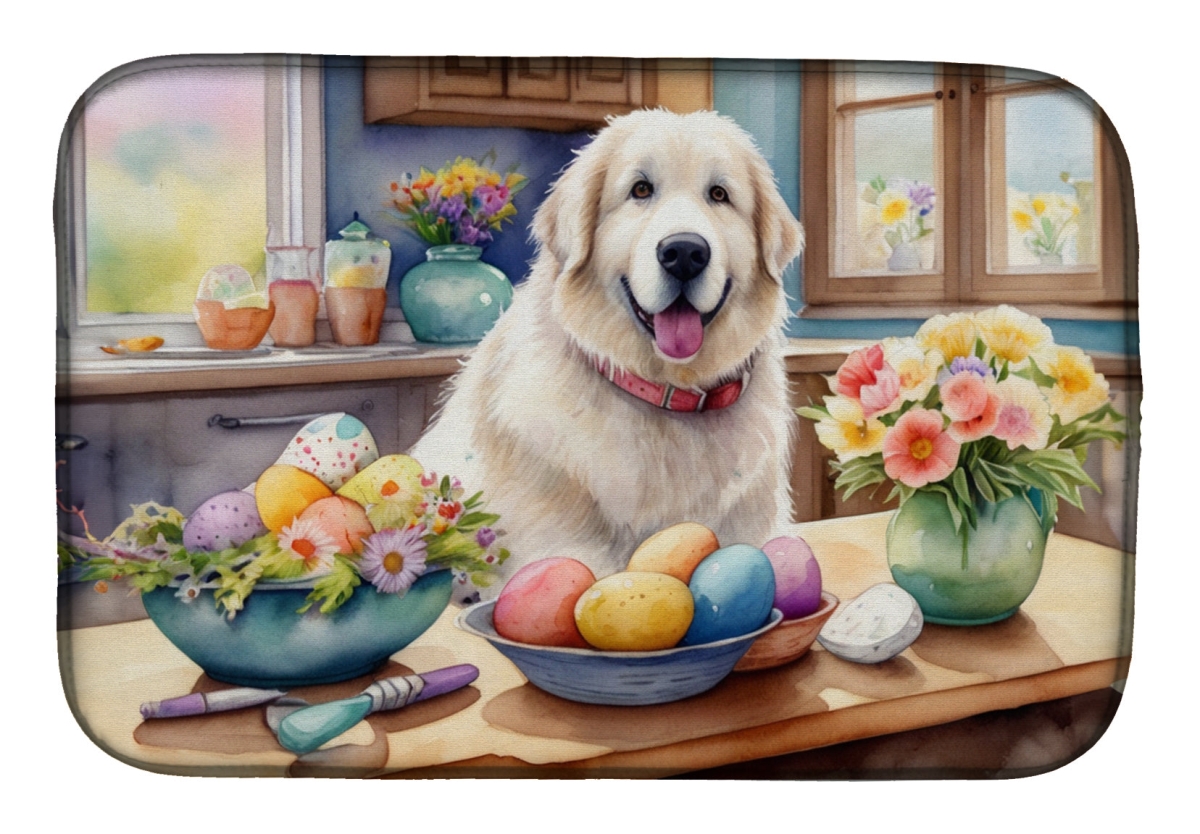 Picture of Carolines Treasures DAC6829DDM 21 x 14 in. Decorating Easter Great Pyrenees Dish Drying Mat