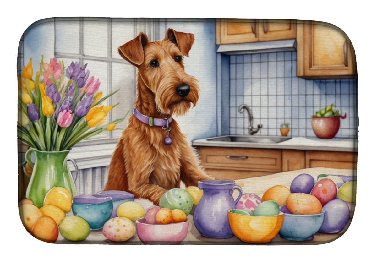 Picture of Carolines Treasures DAC6834DDM 21 x 14 in. Decorating Easter Irish Terrier Dish Drying Mat