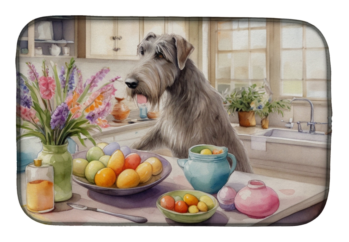 Picture of Carolines Treasures DAC6835DDM 21 x 14 in. Decorating Easter Irish Wolfhound Dish Drying Mat