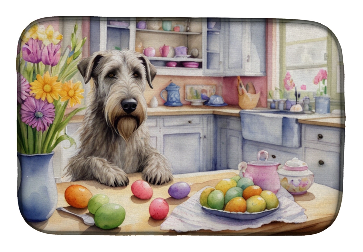 Picture of Carolines Treasures DAC6836DDM 21 x 14 in. Decorating Easter Irish Wolfhound Dish Drying Mat