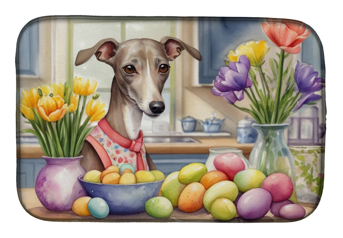 Picture of Carolines Treasures DAC6837DDM 21 x 14 in. Decorating Easter Italian Greyhound Dish Drying Mat