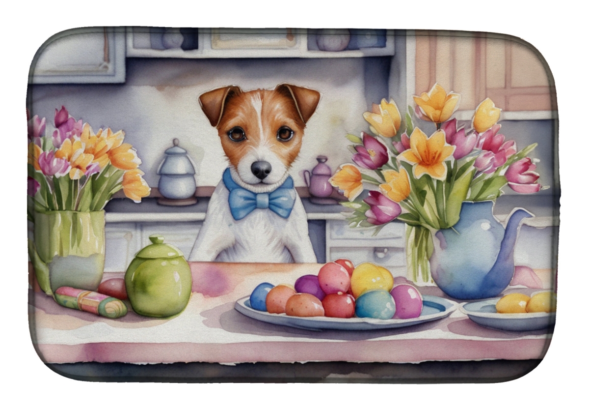 Picture of Carolines Treasures DAC6838DDM 21 x 14 in. Decorating Easter Jack Russell Terrier Dish Drying Mat