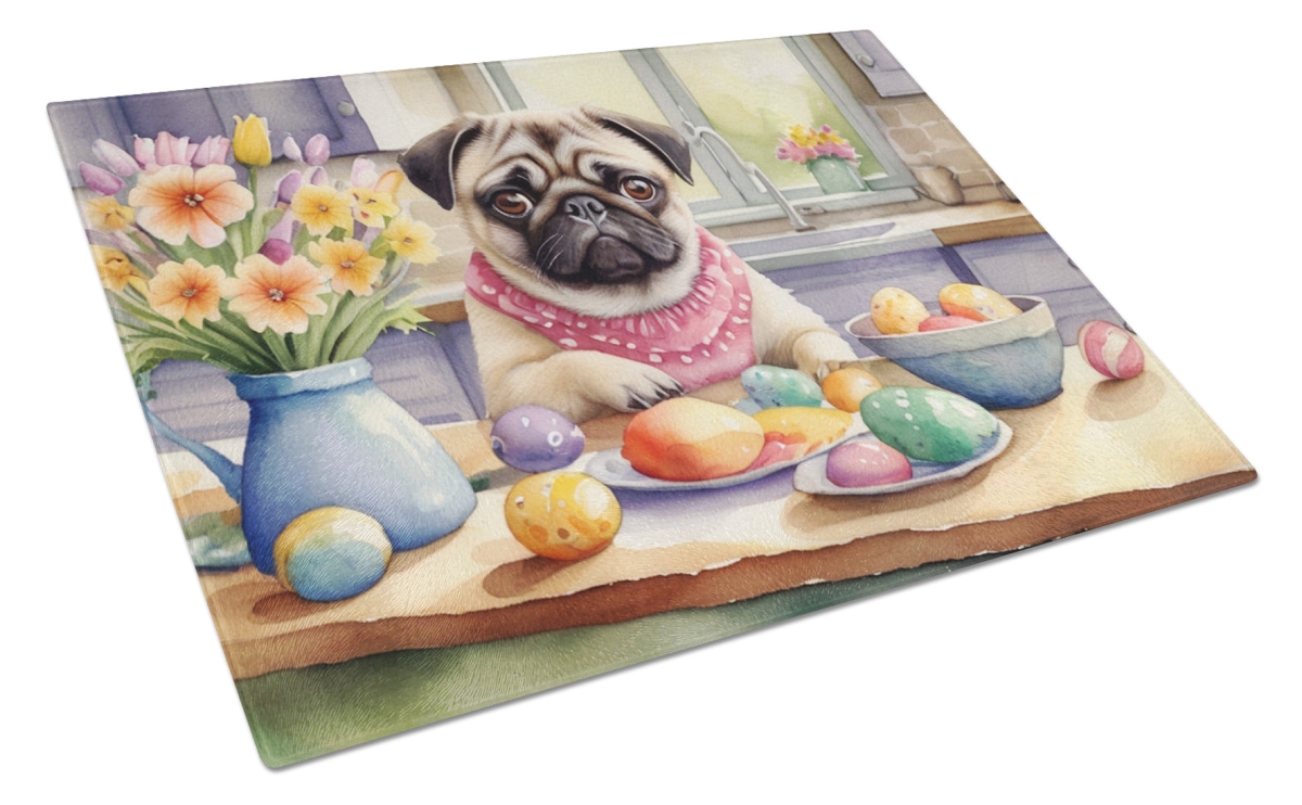 DAC6882LCB 15 x 12 in. Decorating Easter Pug Glass Cutting Board