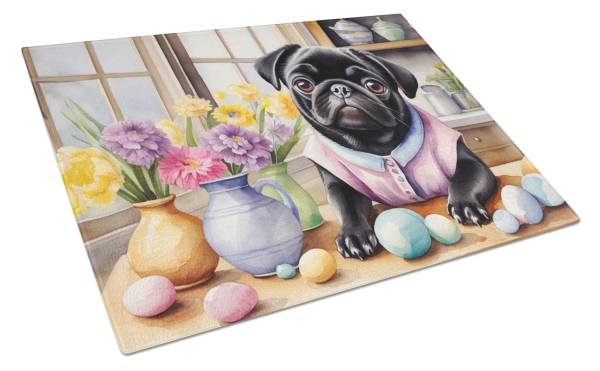 DAC6883LCB 15 x 12 in. Decorating Easter Pug Glass Cutting Board