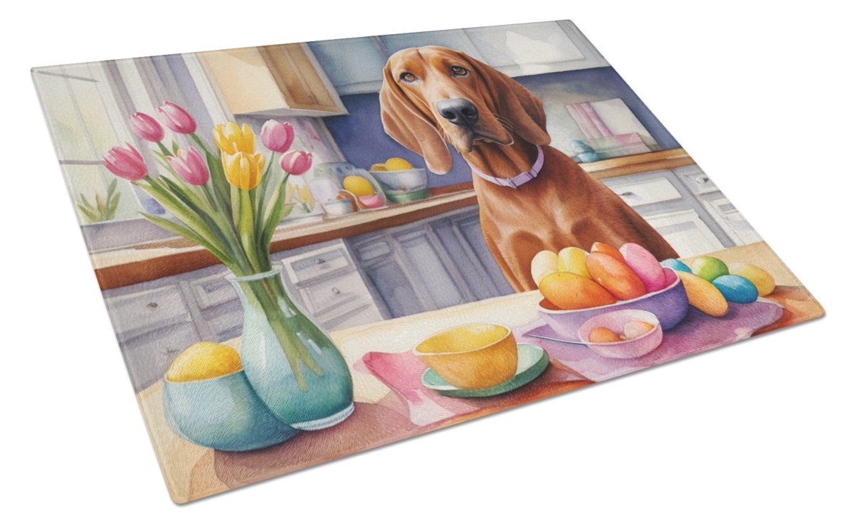 DAC6885LCB 15 x 12 in. Decorating Easter Redbone Coonhound Glass Cutting Board