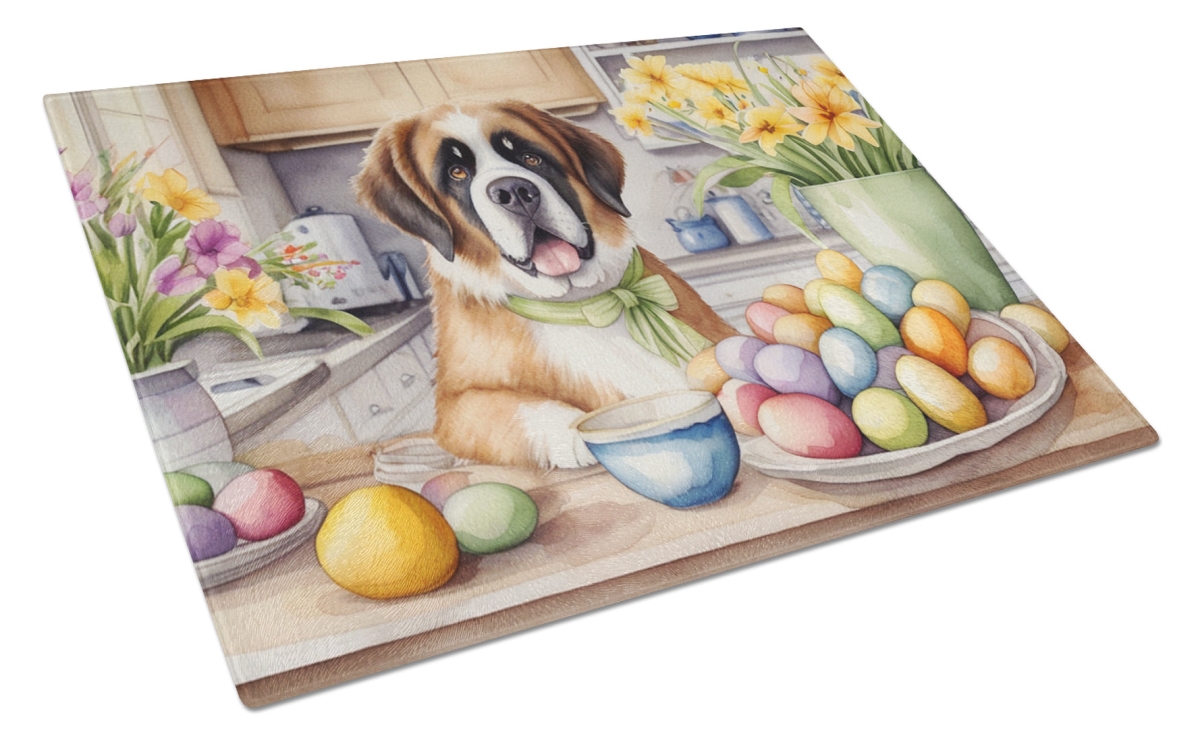 15 x 12 in. Decorating Easter Saint Bernard Glass Cutting Board