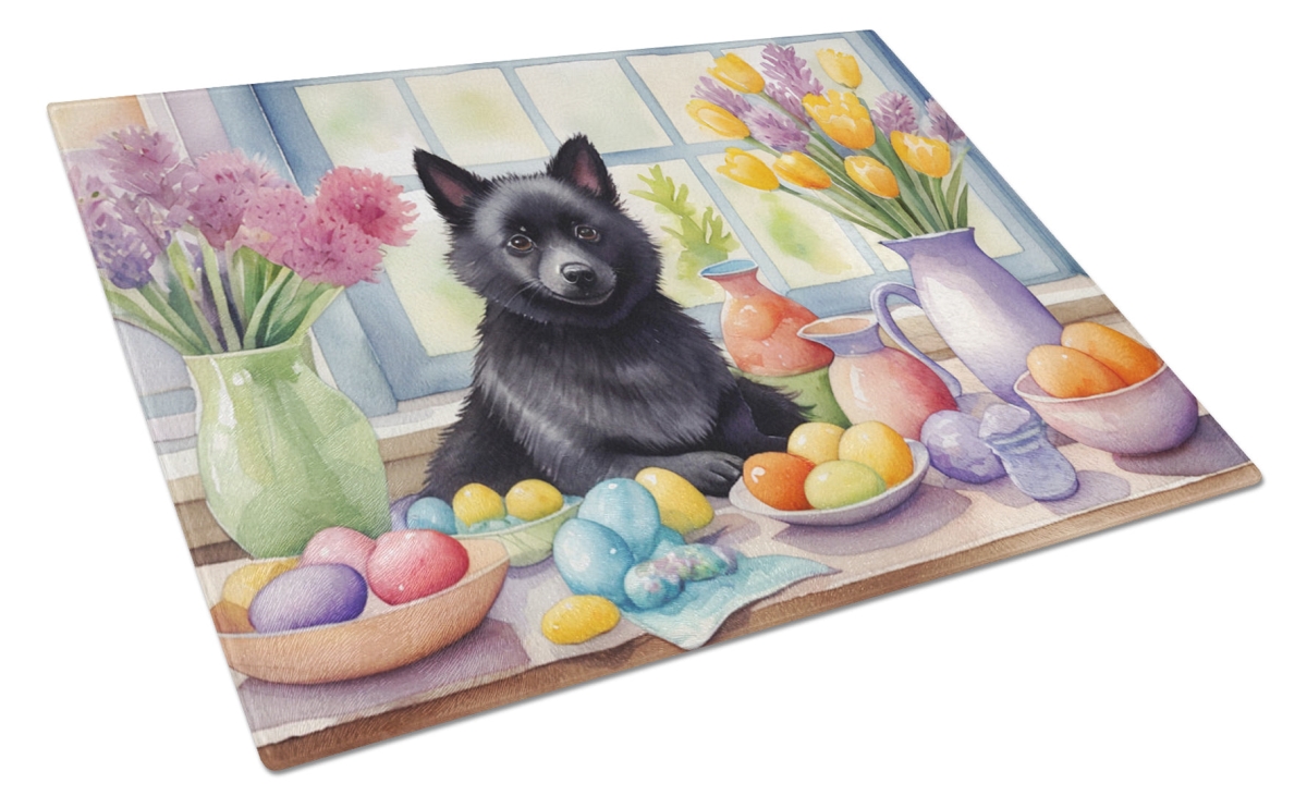 15 x 12 in. Decorating Easter Schipperke Glass Cutting Board