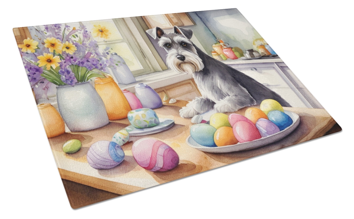 15 x 12 in. Decorating Easter Schnauzer Glass Cutting Board