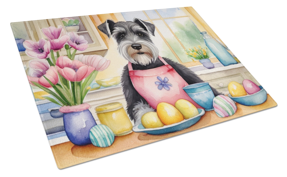 DAC6893LCB 15 x 12 in. Decorating Easter Schnauzer Glass Cutting Board
