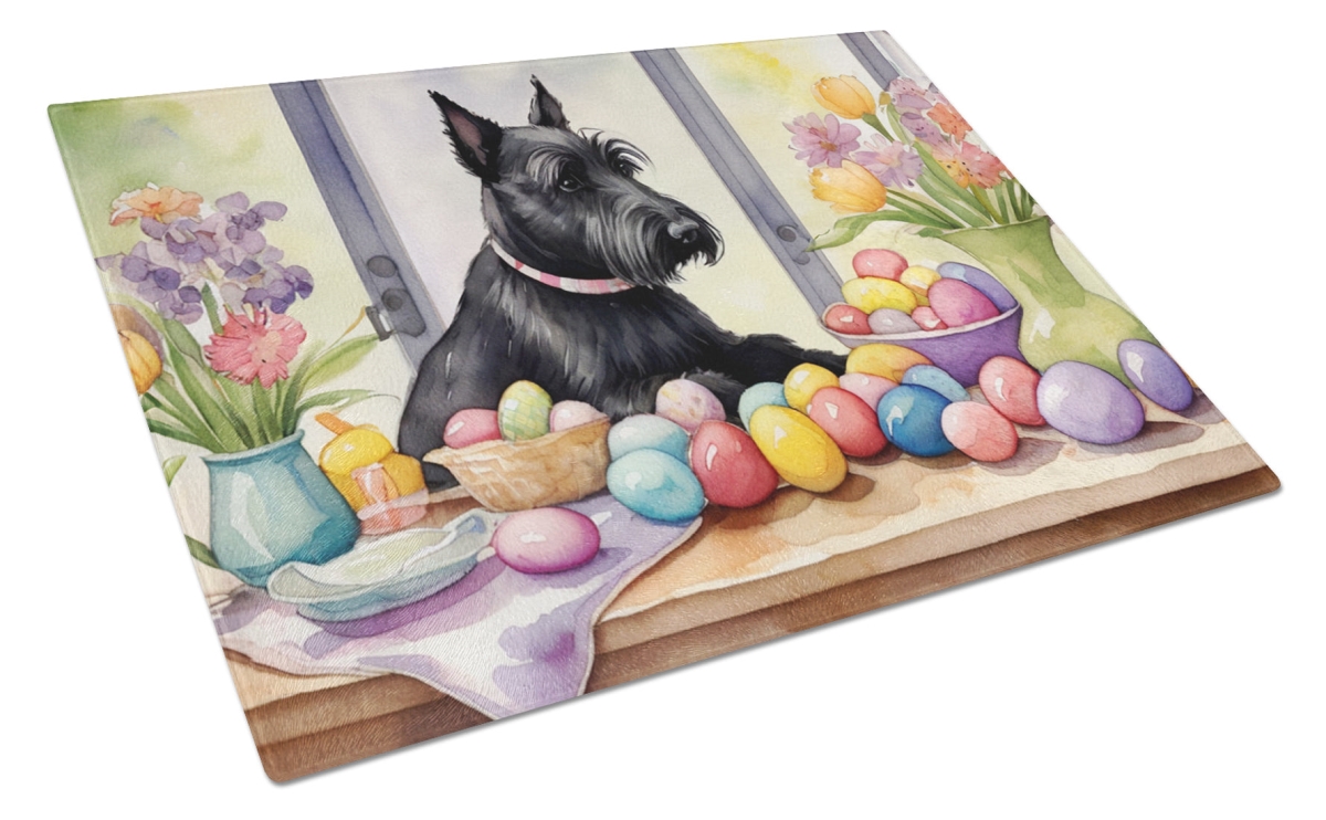 DAC6895LCB 15 x 12 in. Decorating Easter Scottish Terrier Glass Cutting Board
