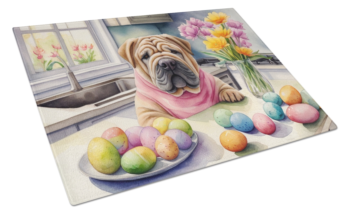 DAC6898LCB 15 x 12 in. Decorating Easter Shar Pei Glass Cutting Board