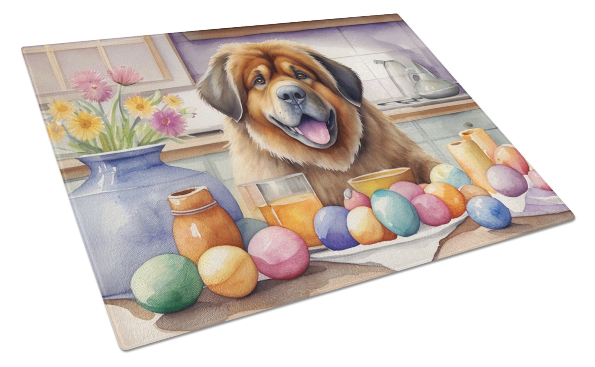 DAC6911LCB 15 x 12 in. Decorating Easter Tibetan Mastiff Glass Cutting Board