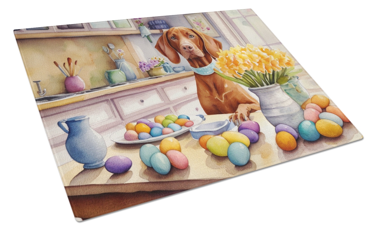 15 x 12 in. Decorating Easter Vizsla Glass Cutting Board