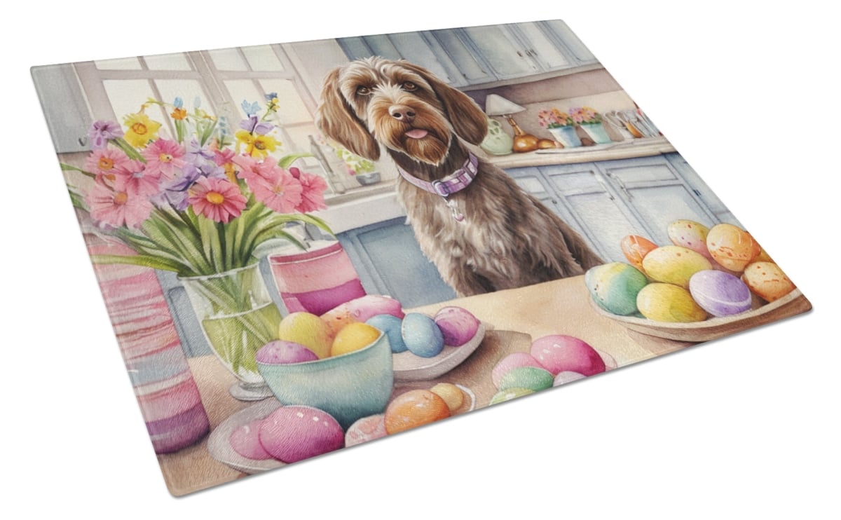 Picture of Carolines Treasures DAC6920LCB 15 x 12 in. Decorating Easter Wirehaired Pointing Griffon Glass Cutting Board