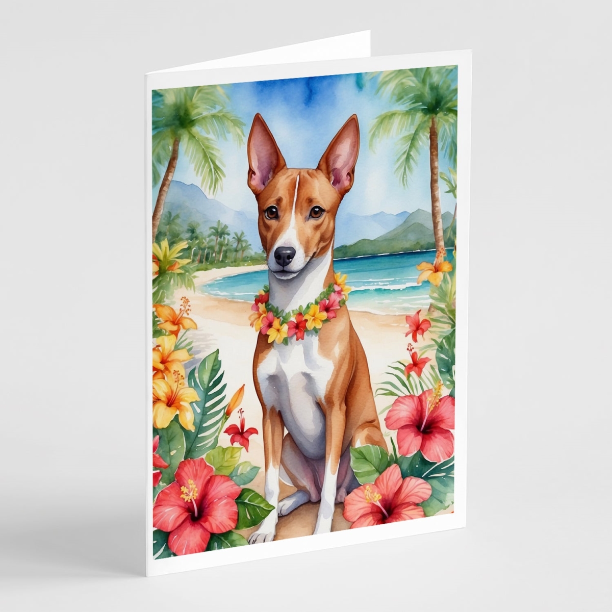 5 x 7 in. Basenji Luau Greeting Cards - Pack of 8