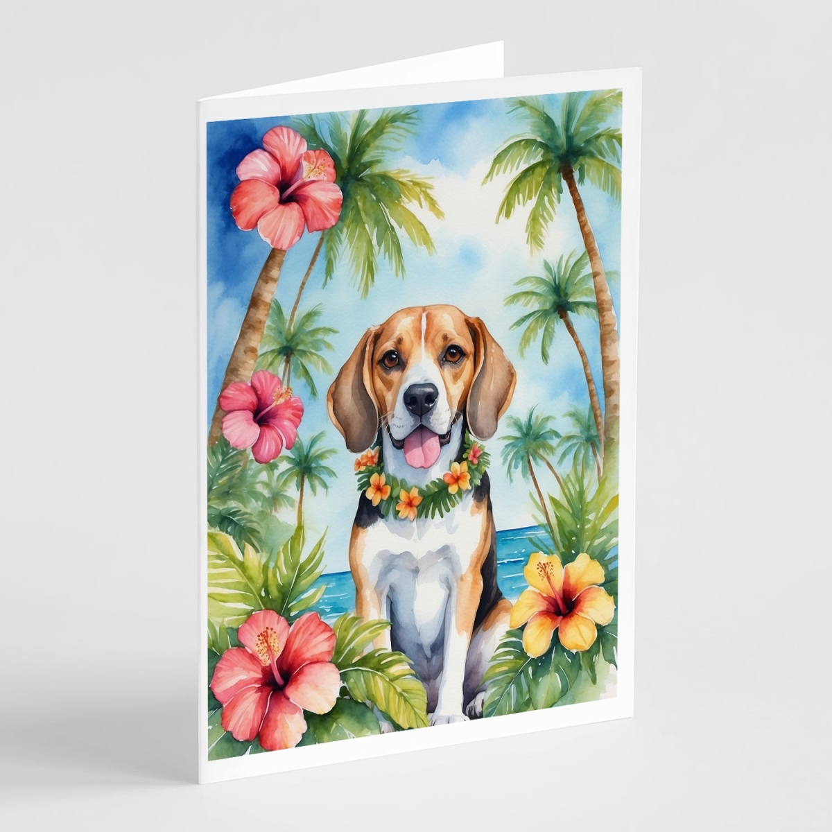5 x 7 in. Beagle Luau Greeting Cards - Pack of 8
