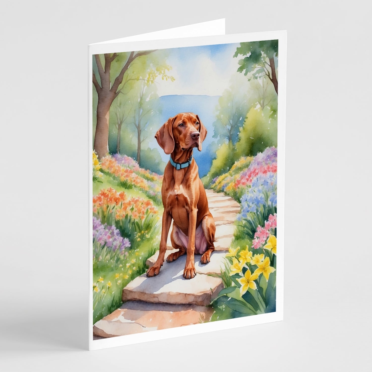 5 x 7 in. Vizsla Spring Path Greeting Cards - Pack of 8
