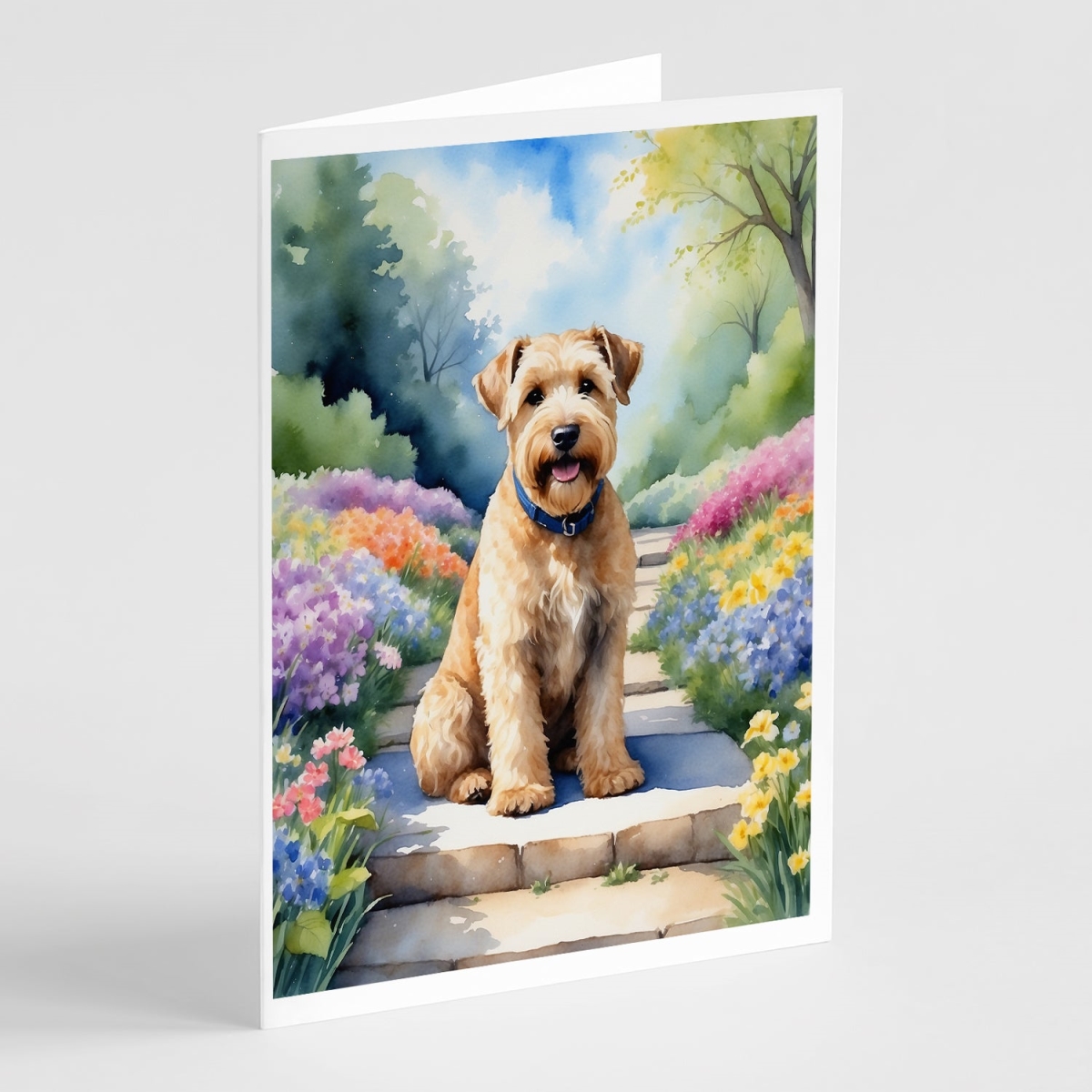 DAC6732GCA7P 5 x 7 in. Wheaten Terrier Spring Path Greeting Cards - Pack of 8
