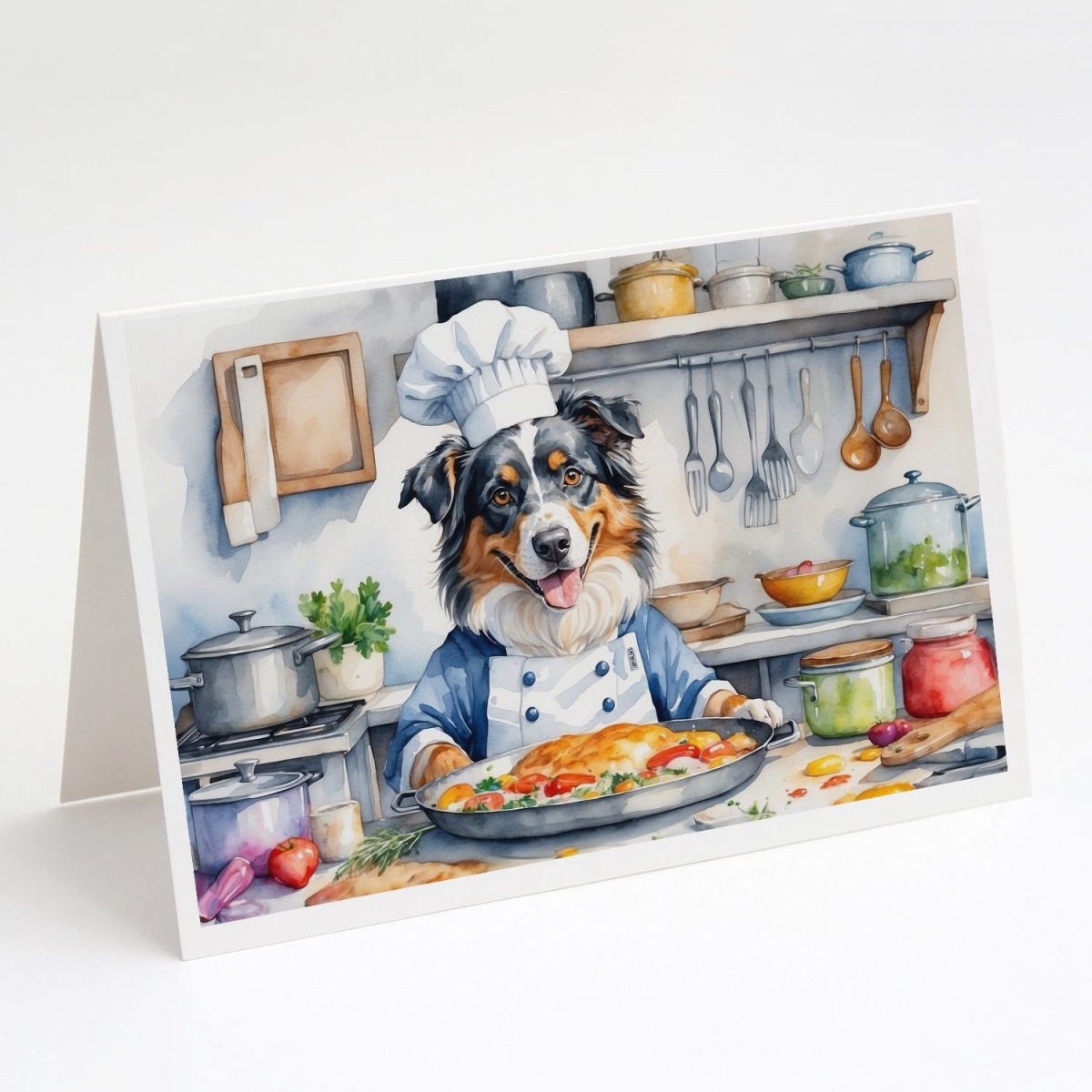 5 x 7 in. Australian Shepherd The Chef Greeting Cards - Pack of 8