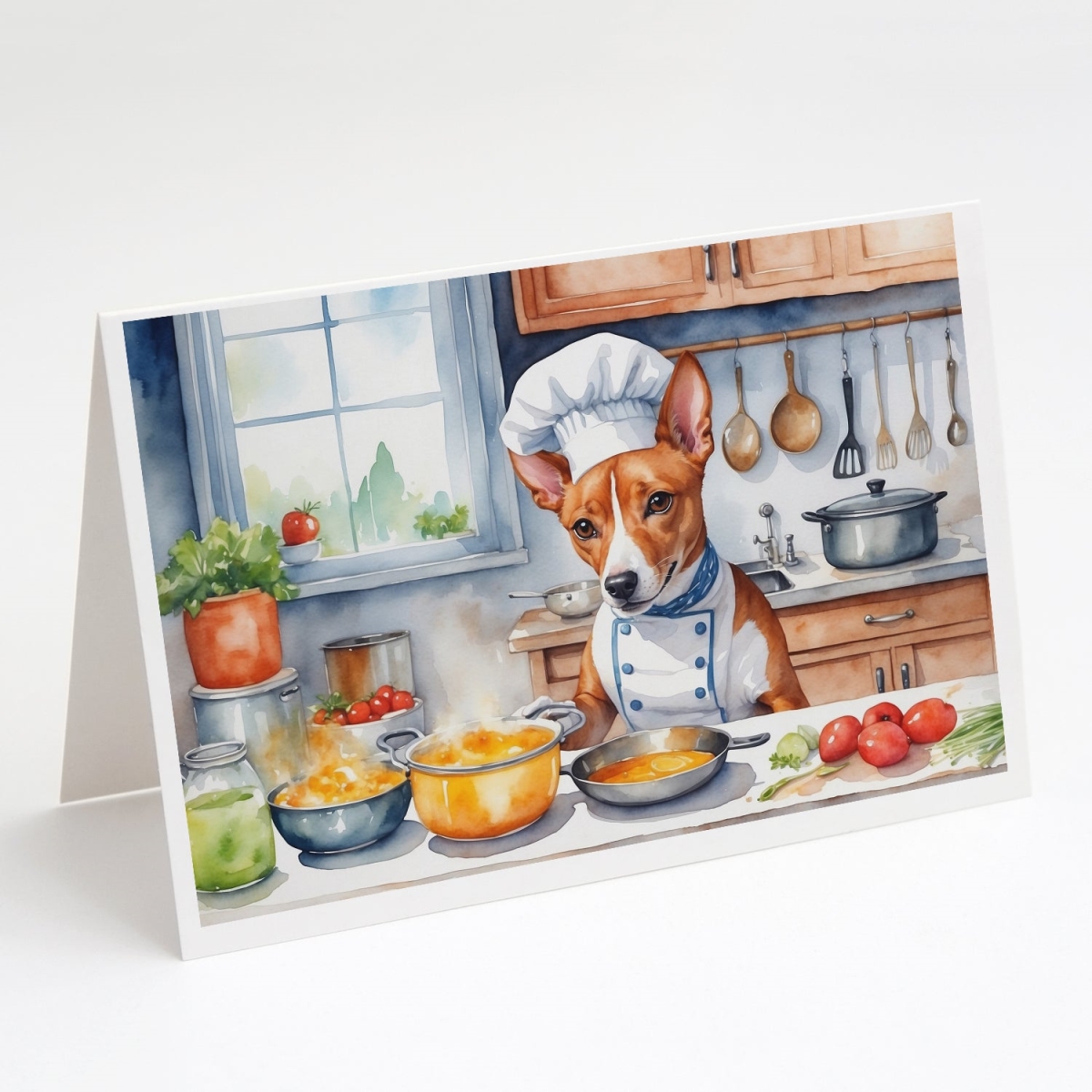 5 x 7 in. Basenji The Chef Greeting Cards - Pack of 8