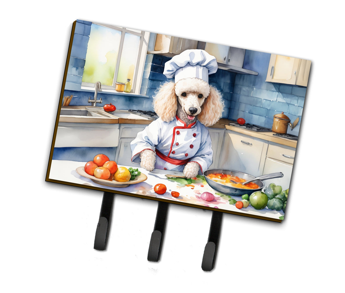 9 x 6 in. White Poodle The Chef Leash or Key Holder