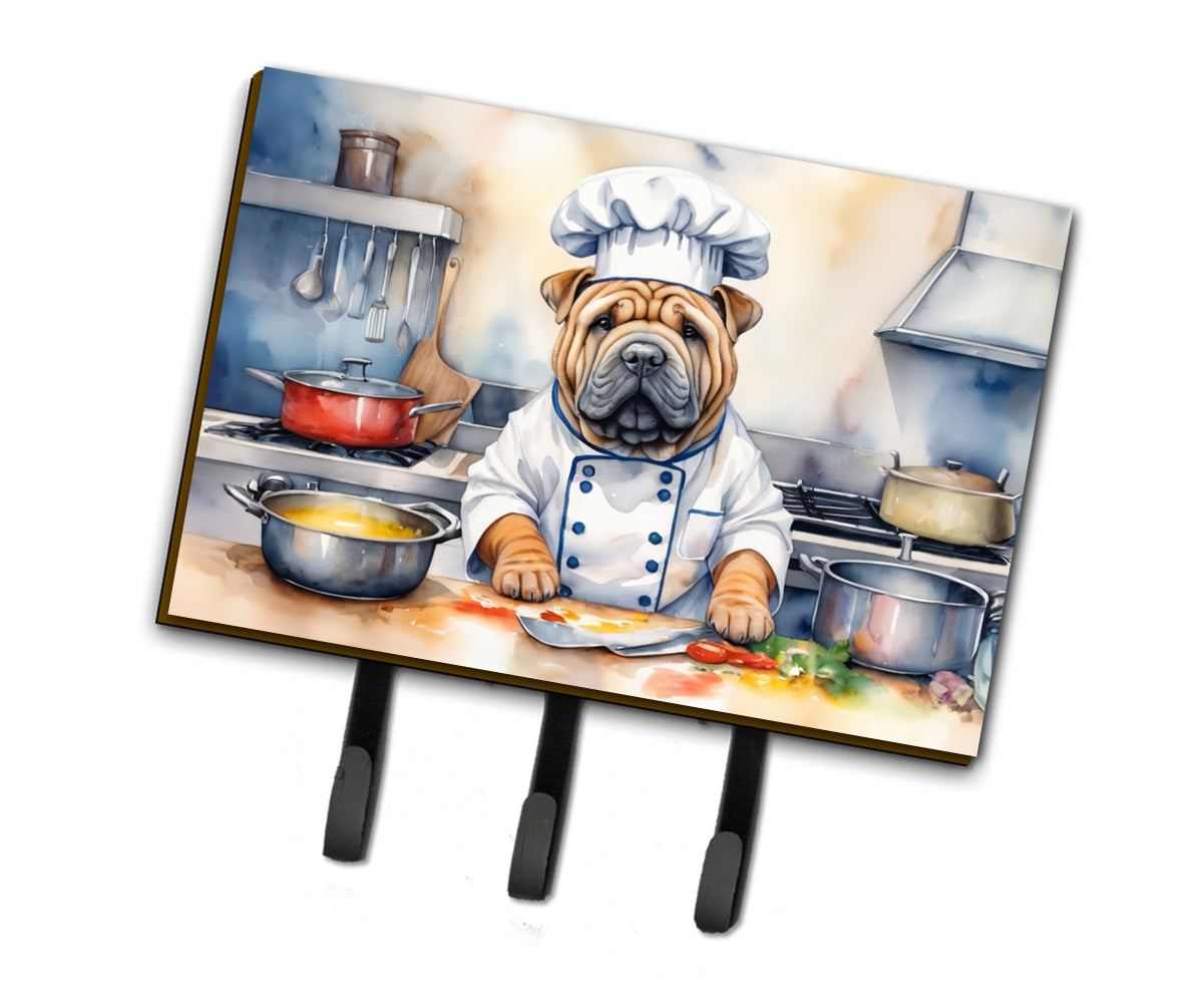 9 x 6 in. Shar Pei The Chef Leash or Key Holder