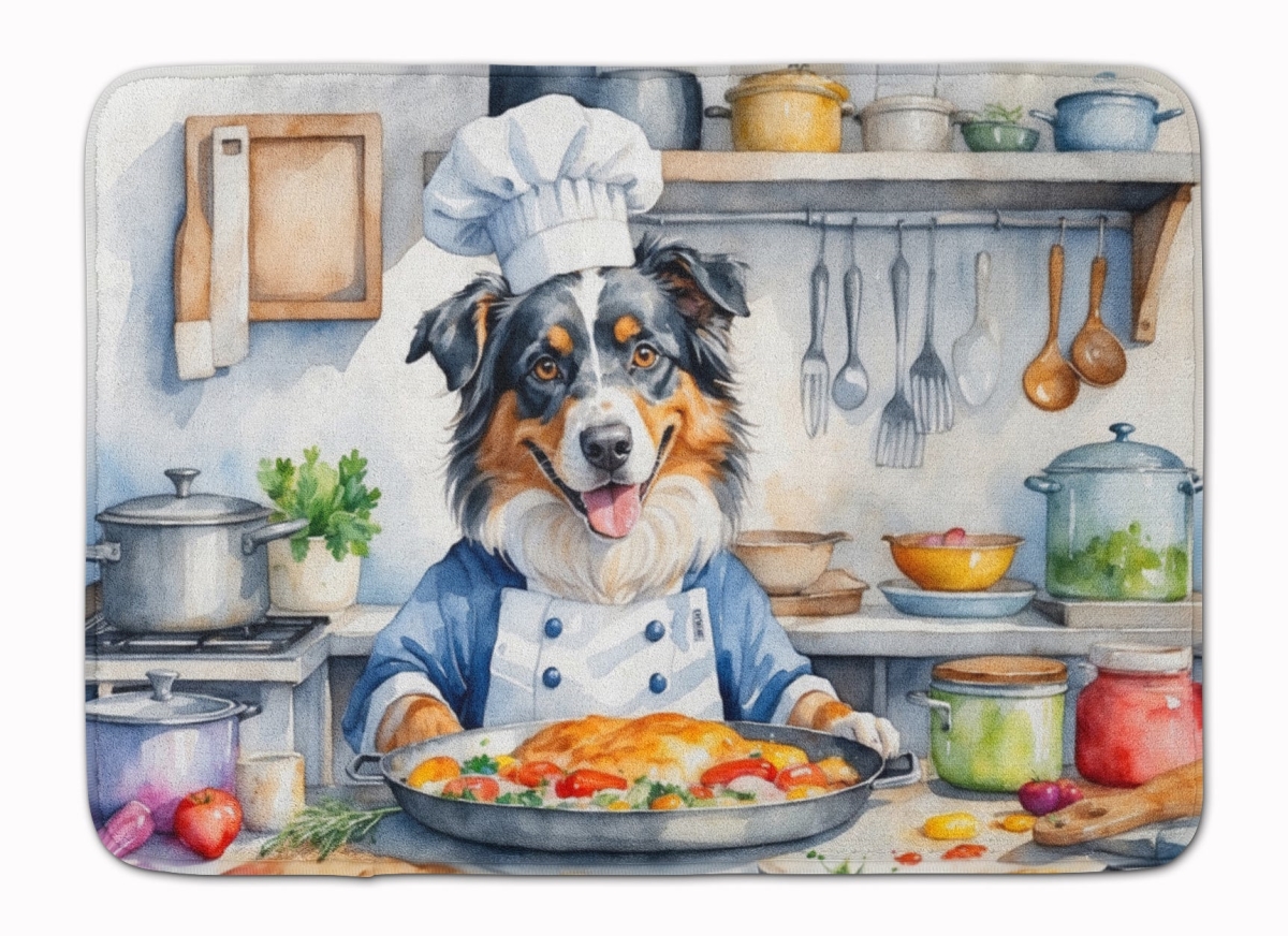 19 x 27 in. Australian Shepherd The Chef Memory Foam Kitchen Mat