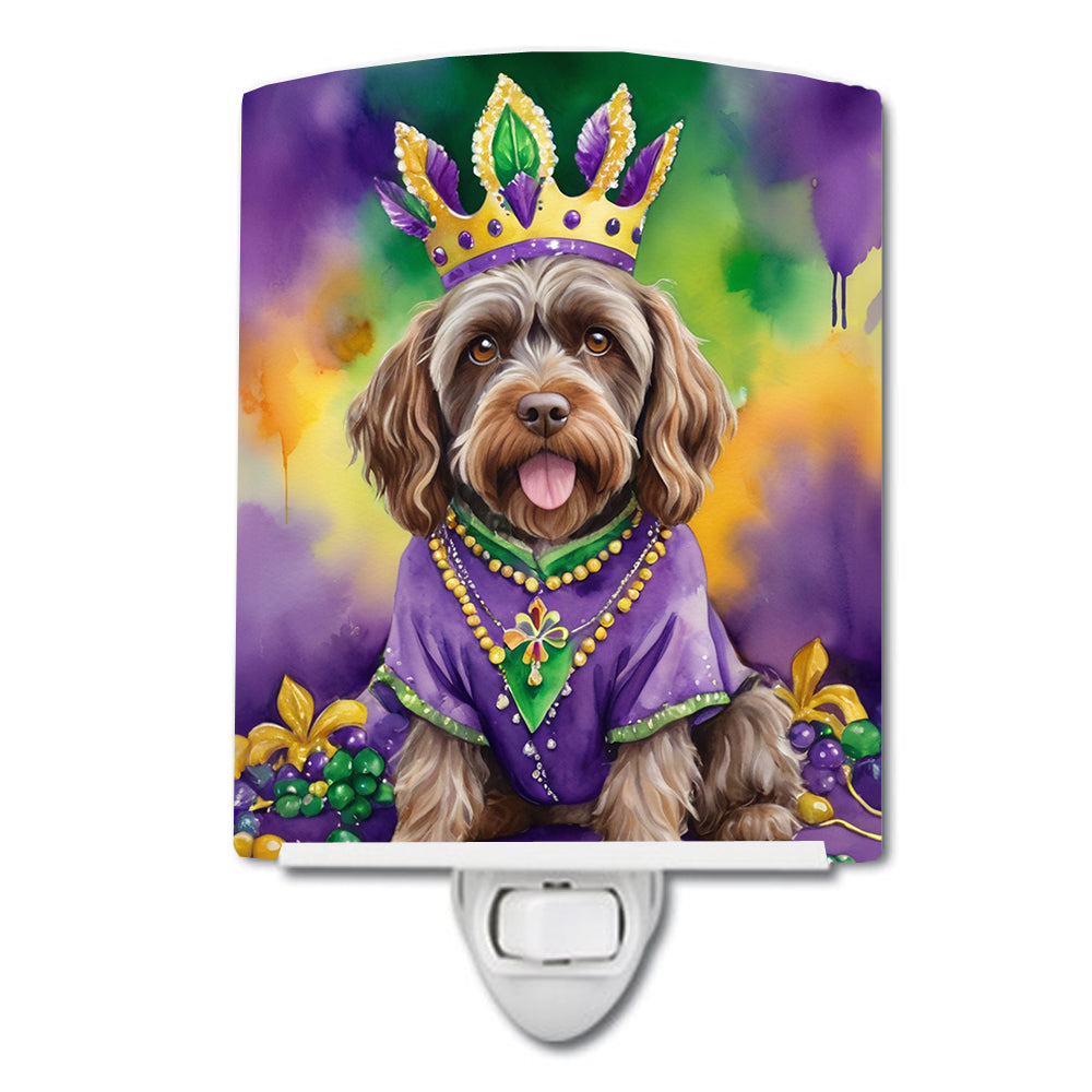 6 x 4 in. Wirehaired Pointing Griffon King of Mardi Gras Ceramic Night Light