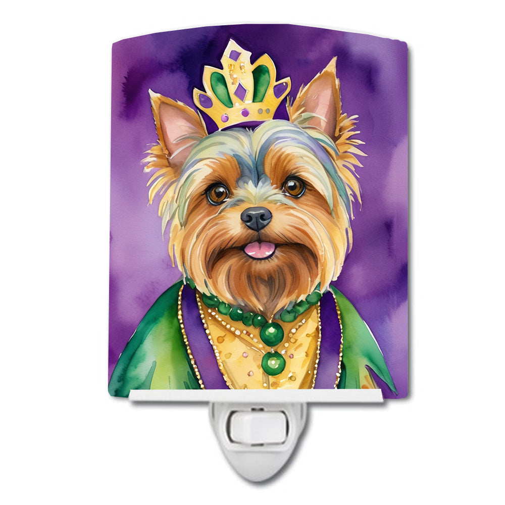6 x 4 in. Yorkshire Terrier King of Mardi Gras Ceramic Night Light