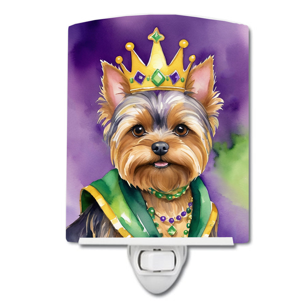 6 x 4 in. Yorkshire Terrier King of Mardi Gras Ceramic Night Light