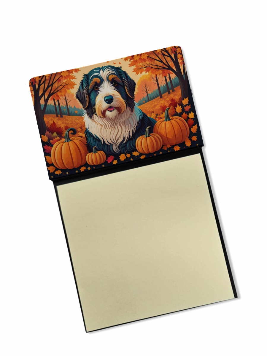 DAC1015SN 5.25 x 3.25 in. Bearded Collie Fall Sticky Note Holder