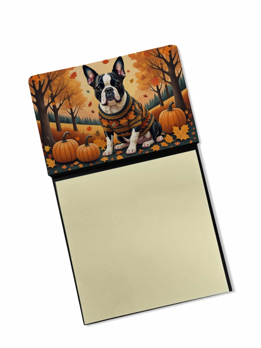 DAC1024SN 5.25 x 3.25 in. Boston Terrier Fall Sticky Note Holder