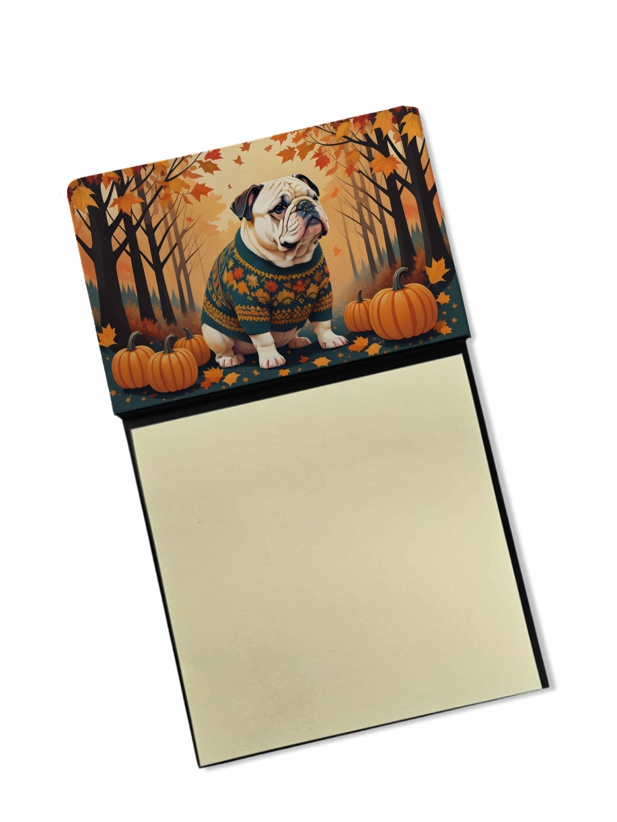 DAC1030SN 5.25 x 3.25 in. White English Bulldog Fall Sticky Note Holder