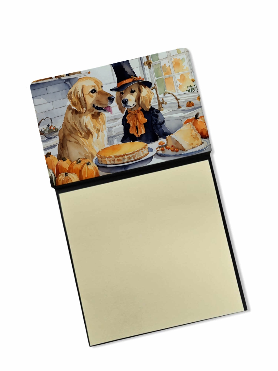 DAC1774SN 5.25 x 3.25 in. Golden Retriever Fall Kitchen Pumpkins Sticky Note Holder
