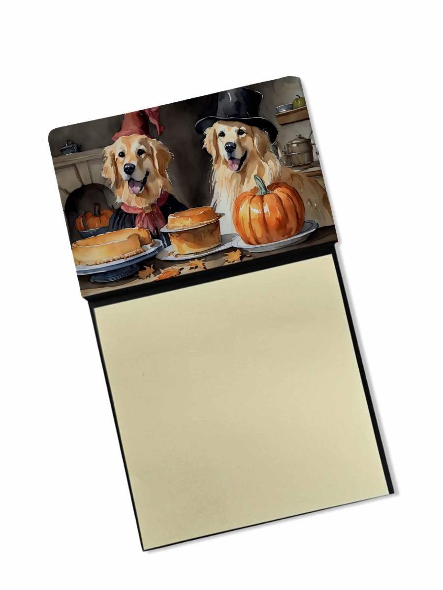DAC1775SN 5.25 x 3.25 in. Golden Retriever Fall Kitchen Pumpkins Sticky Note Holder