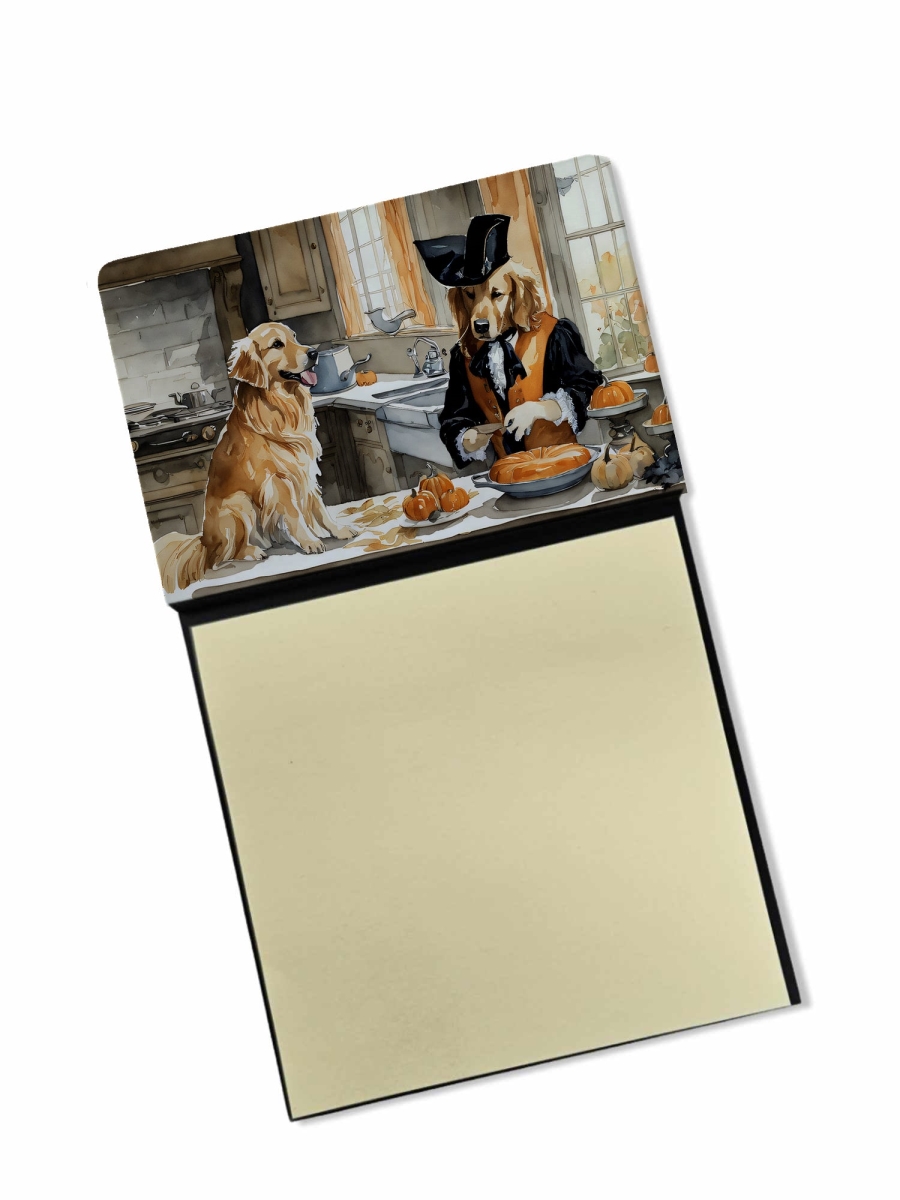 DAC1776SN 5.25 x 3.25 in. Golden Retriever Fall Kitchen Pumpkins Sticky Note Holder