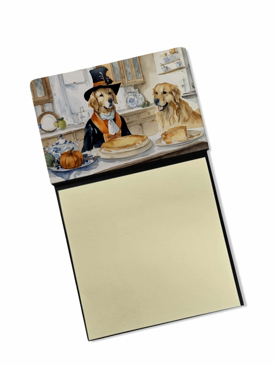 DAC1777SN 5.25 x 3.25 in. Golden Retriever Fall Kitchen Pumpkins Sticky Note Holder
