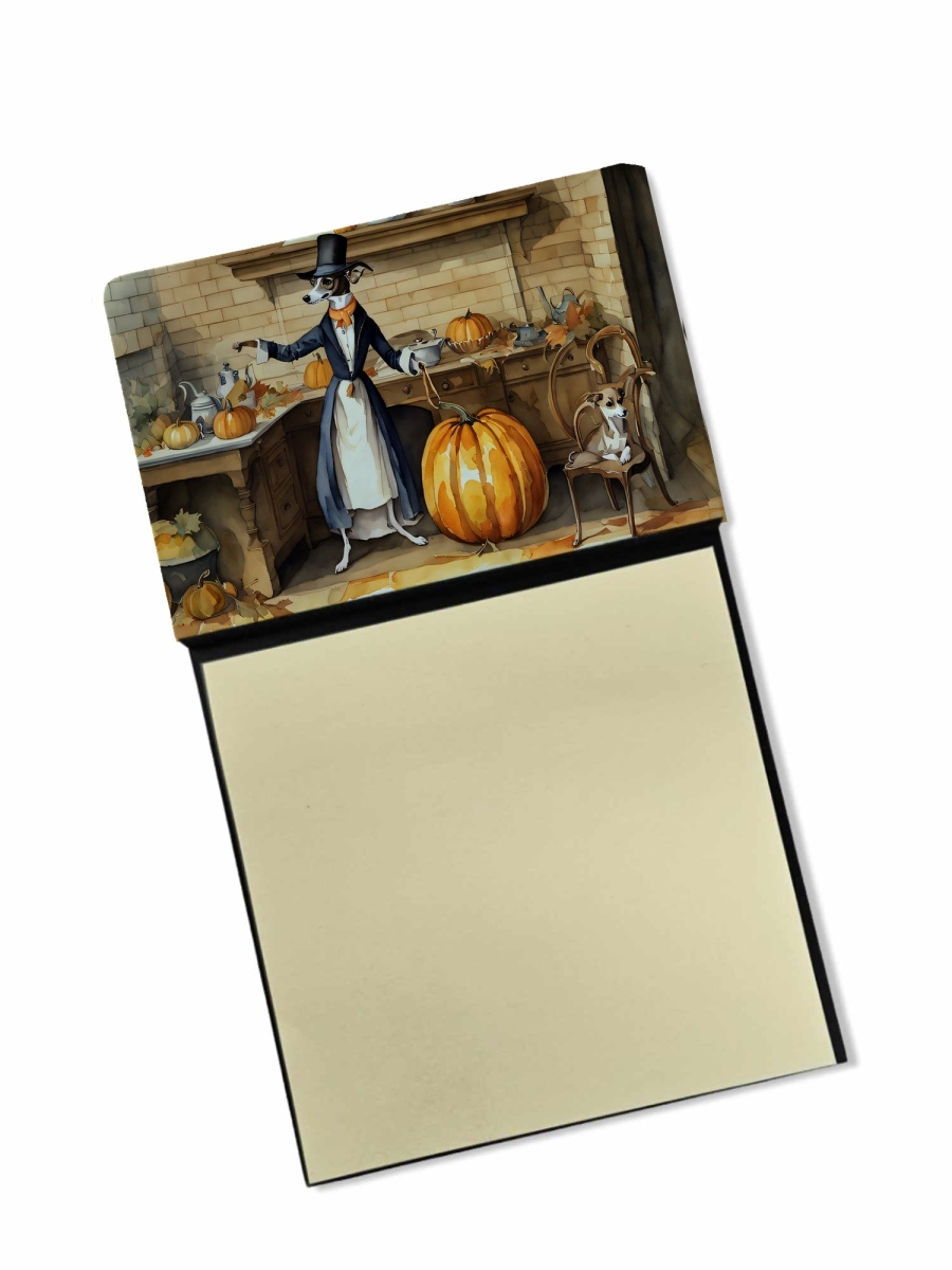 DAC1781SN 5.25 x 3.25 in. Italian Greyhound Fall Kitchen Pumpkins Sticky Note Holder