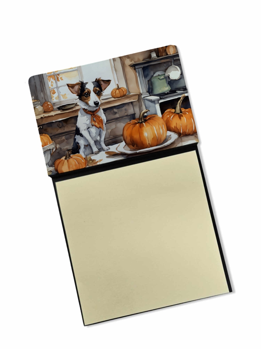 DAC1782SN 5.25 x 3.25 in. Jack Russell Terrier Fall Kitchen Pumpkins Sticky Note Holder