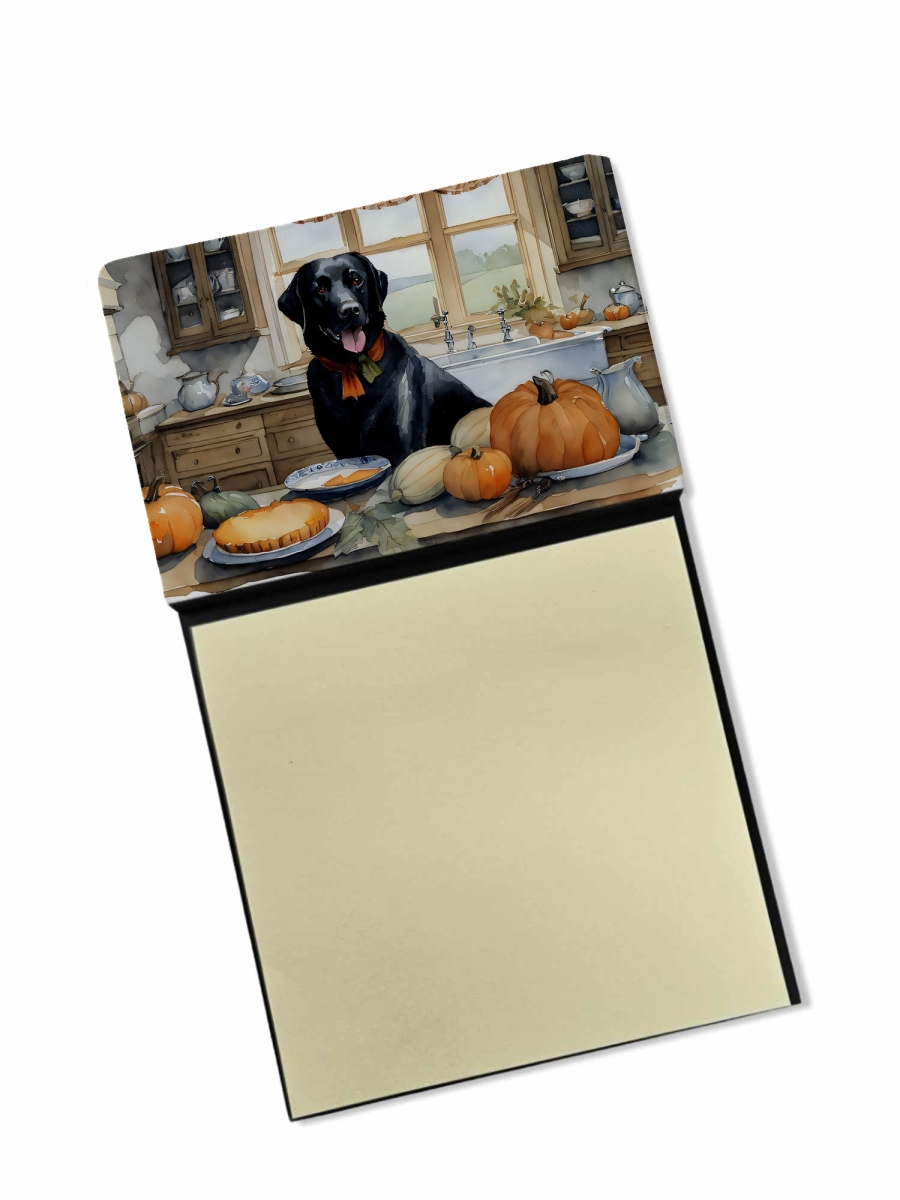 DAC1786SN 5.25 x 3.25 in. Black Lab Fall Kitchen Pumpkins Sticky Note Holder
