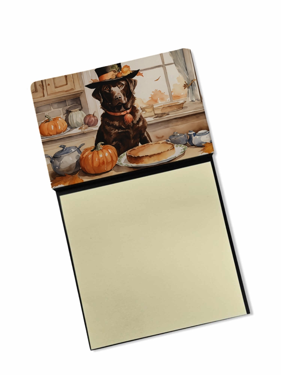 DAC1788SN 5.25 x 3.25 in. Chocolate Lab Fall Kitchen Pumpkins Sticky Note Holder
