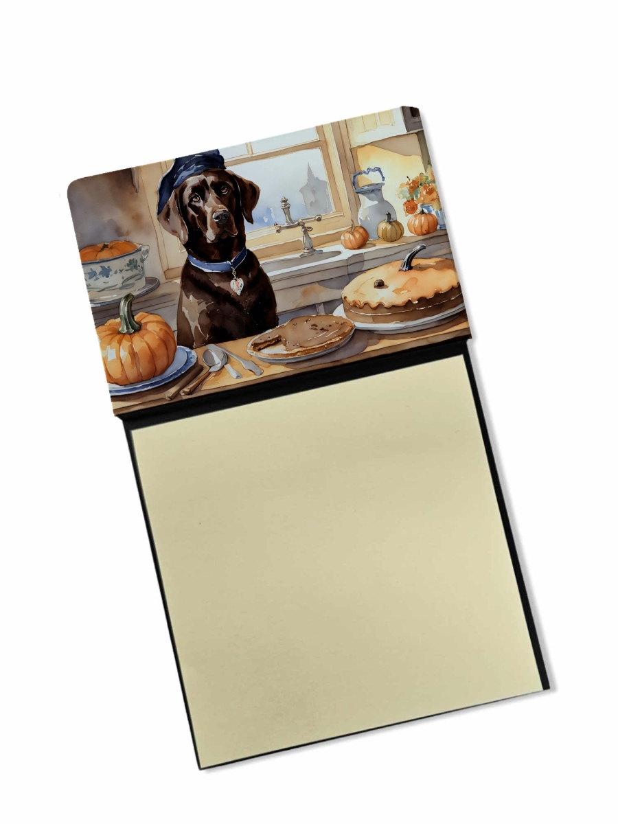 DAC1789SN 5.25 x 3.25 in. Chocolate Lab Fall Kitchen Pumpkins Sticky Note Holder