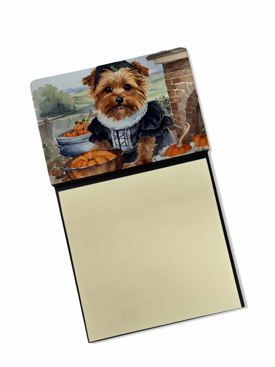 DAC1795SN 5.25 x 3.25 in. Norfolk Terrier Fall Kitchen Pumpkins Sticky Note Holder